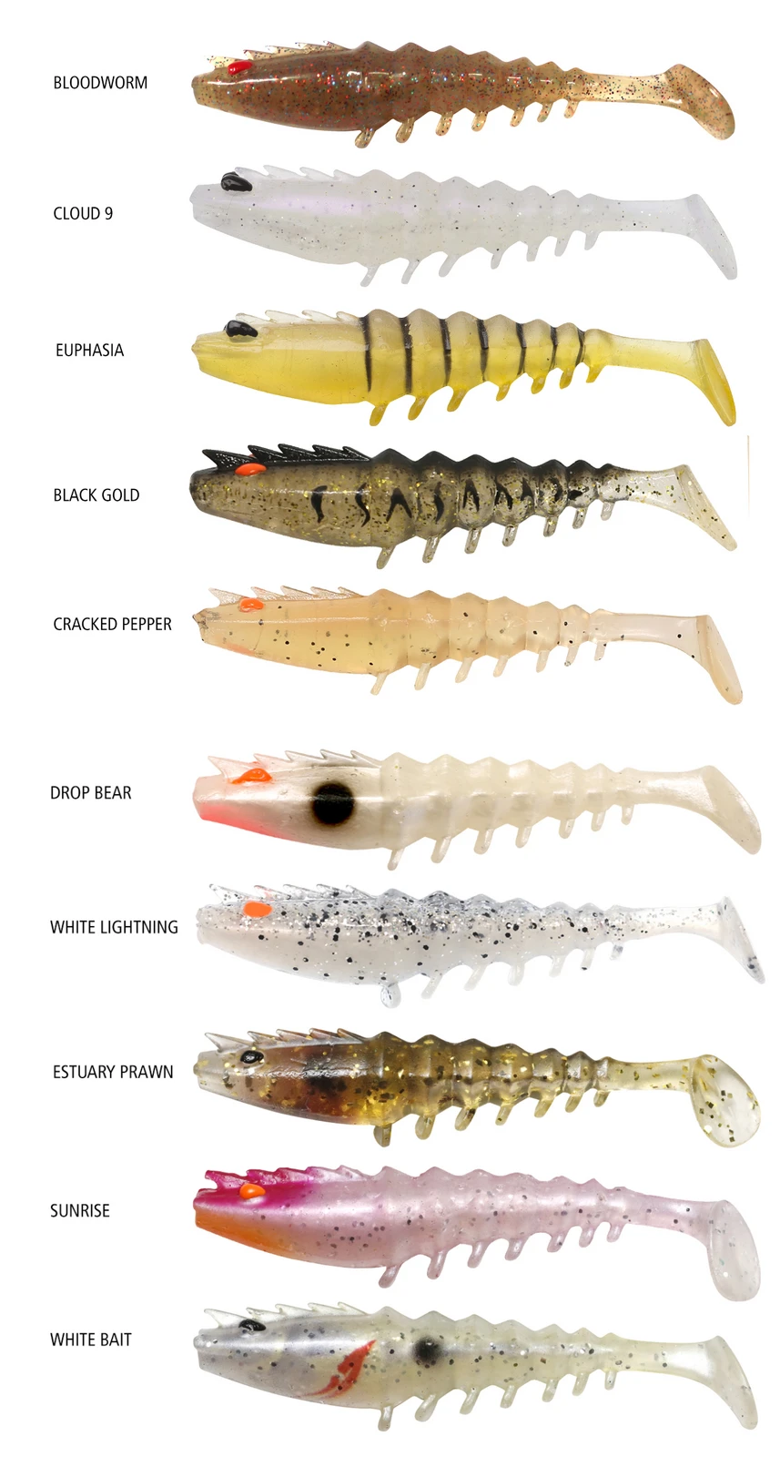 Soft Plastics Shimano Squidgies PRAWN PADDLE TAIL 80mm Fishing Lures 3 Soft Plastics Shimano Squidgies PRAWN PADDLE TAIL 80mm Fishing Lures